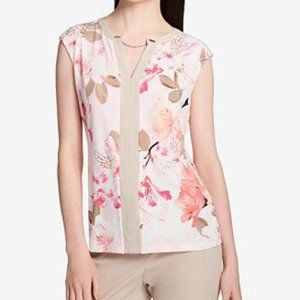 Calvin Klein Cap-Sleeve Chain Neck Top SZ-L